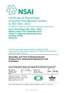 NSAI Certificate of Registration of Quality Management System to I.S. EN ISO 9001:2015